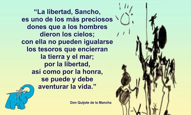 Una Emseñanza de Miguel de Cervantes en la Frase del Día del Elefante Azul de Avilés.